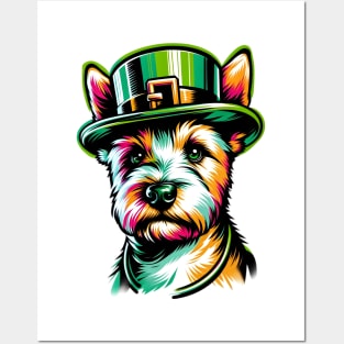 Teddy Roosevelt Terrier Celebrates St Patrick's Day Posters and Art